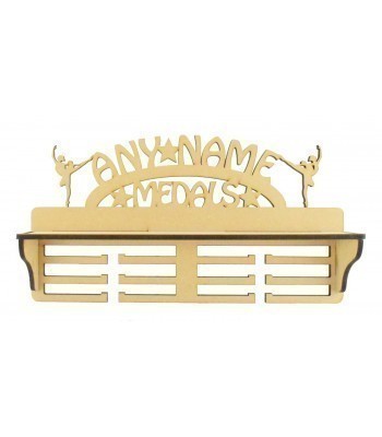 Laser Cut Personalised Extra Large Medals Holder with Shelf and Ballet Dancer Shapes